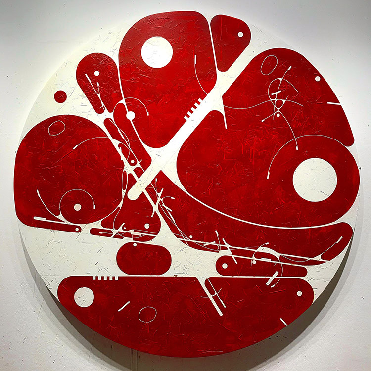 ROTATION, Acrylic on Canvas Over Panel, 60 in. Diameter, 2020